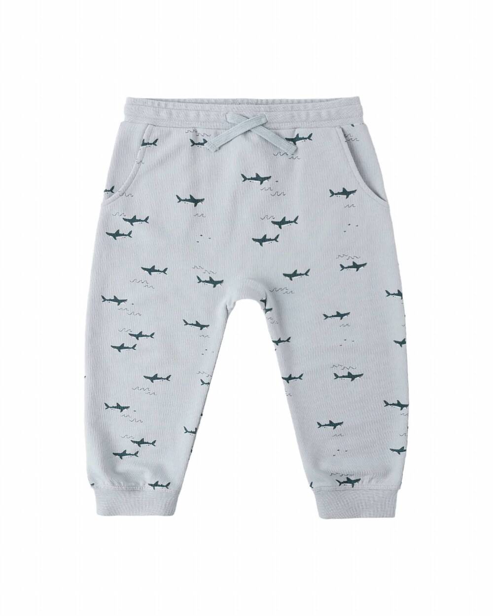 NEW RYLEE + CRU kid's sharks sweatpant in light blue